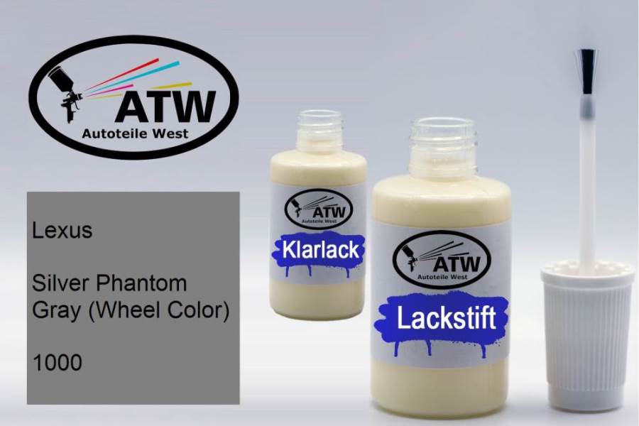 Lexus, Silver Phantom Gray (Wheel Color), 1000: 20ml Lackstift + 20ml Klarlack - Set, von ATW Autoteile West.